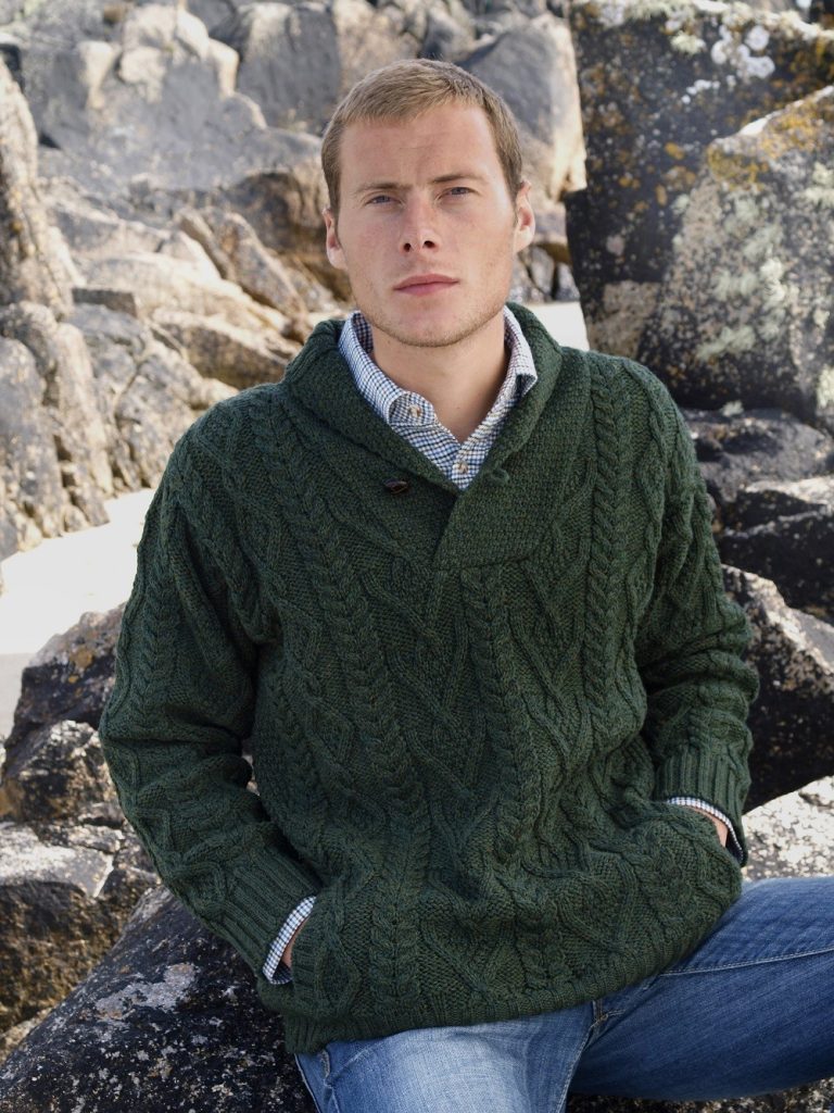 Shawl Collar Mans Traditional Aran Sweater|Aran Sweaters Men|Irish Handcrafts 2