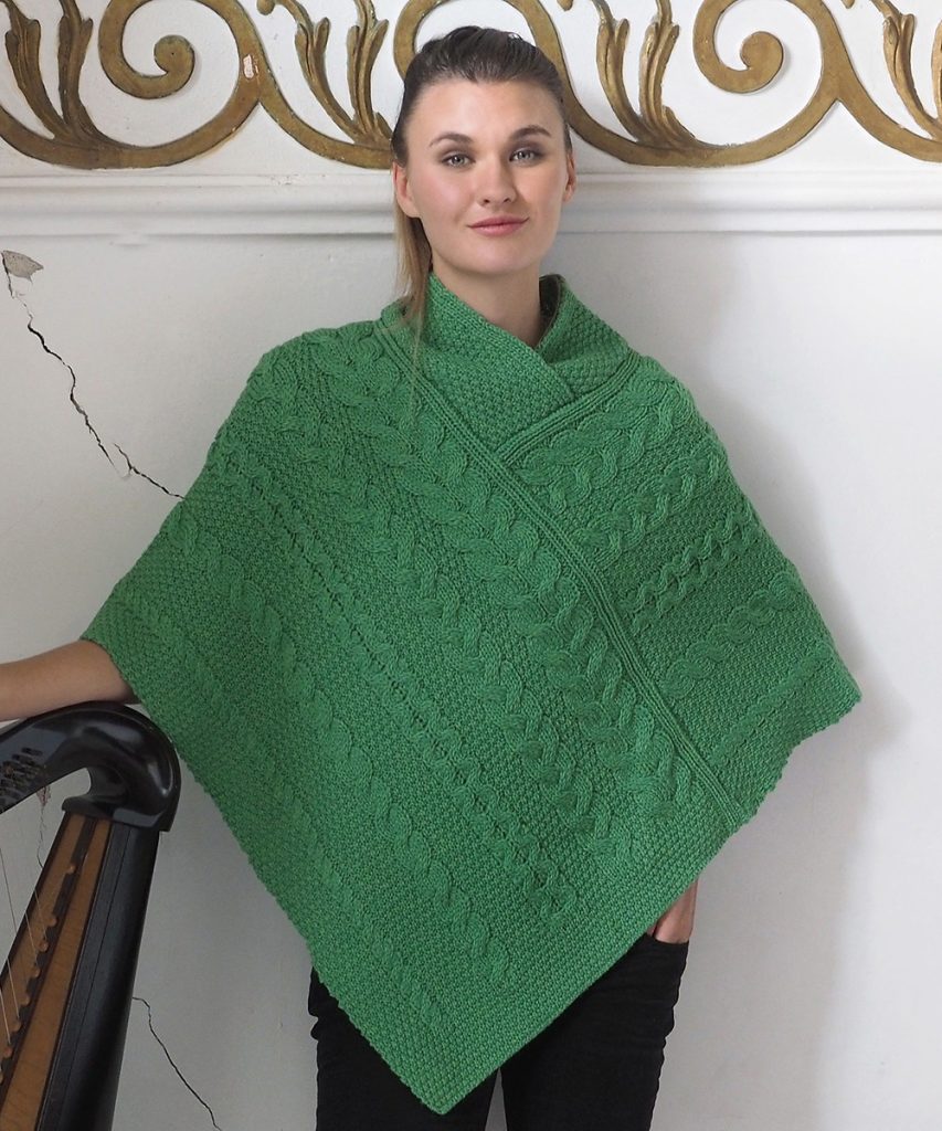 Aran Pattern Poncho Cape