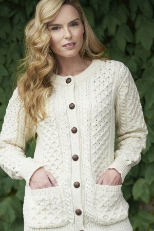 Traditional Irish Buttoned Knitted Aran Cardigan|Aran Cardigans|Irish Handcrafts 1