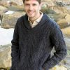 Shawl Collar Mans Traditional Aran Sweater|Aran Sweaters Men|Irish Handcrafts 3