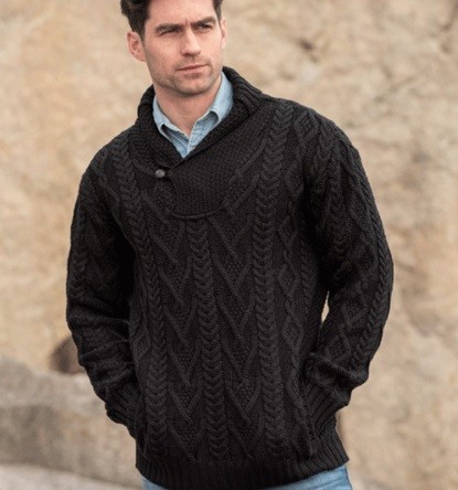 Shawl Collar Mans Traditional Aran Sweater|Aran Sweaters Men|Irish Handcrafts 4