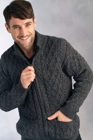 Aran Zipper Cardigan XP3016|Aran Knitwear|Irish Handcrafts 1