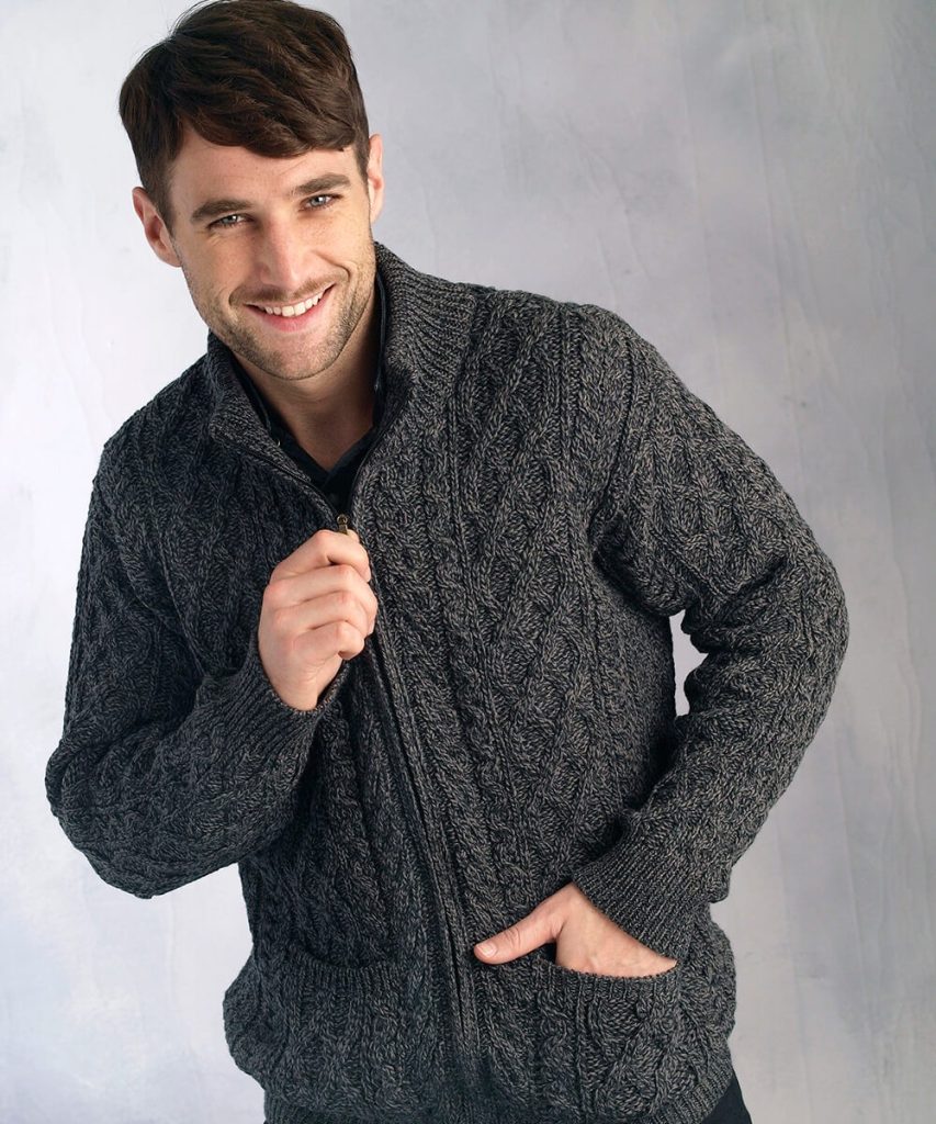 Aran Zipper Cardigan XP3016|Aran Knitwear|Irish Handcrafts 1