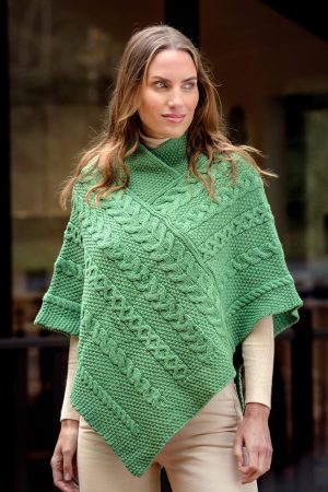 Aran Pattern Poncho Cape
