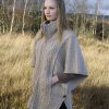 Aran Funnel Neck Poncho Jacket Capes Wraps & Pocket Shawls Irish Handcrafts -1