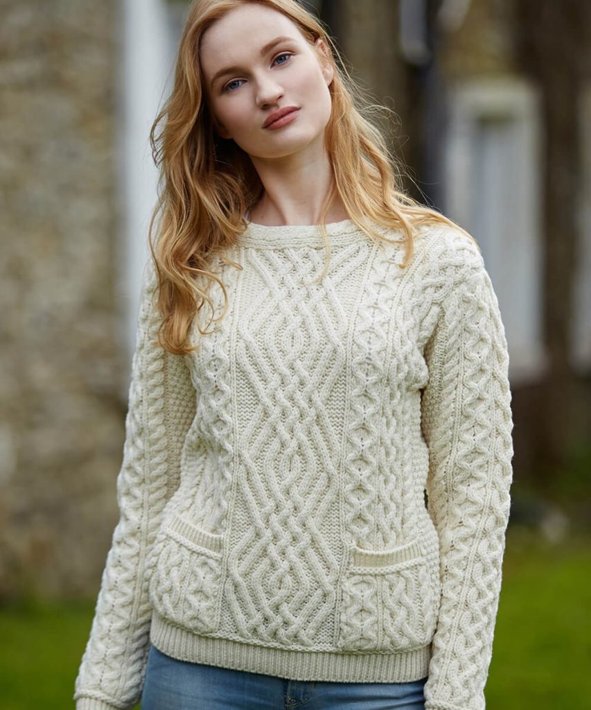 Aran Cable Neck Sweater - Irish Handcrafts