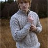 Half Zip Aran Sweater|Aran Sweaters Men|Irish Handcrafts -1