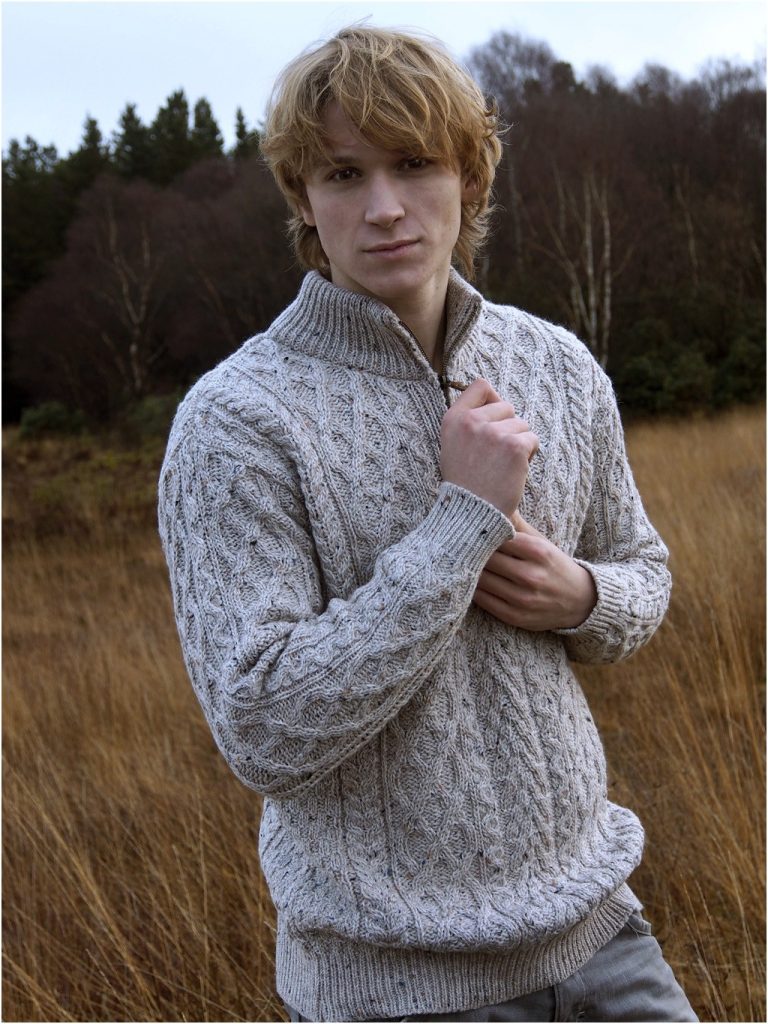 Half Zip Aran Sweater|Aran Sweaters Men|Irish Handcrafts -1