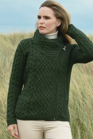 Aran Knit Side Zipper Jacket|Aran Cardigans|Irish Handcrafts 1