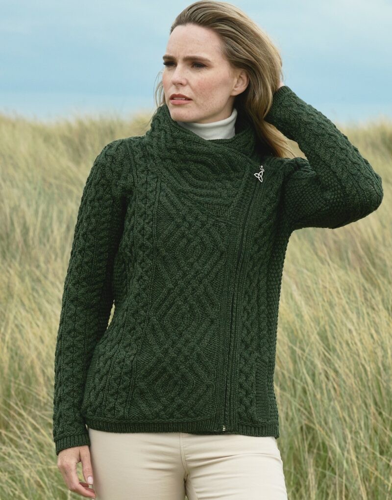 Aran Knit Side Zipper Jacket|Aran Cardigans|Irish Handcrafts 1