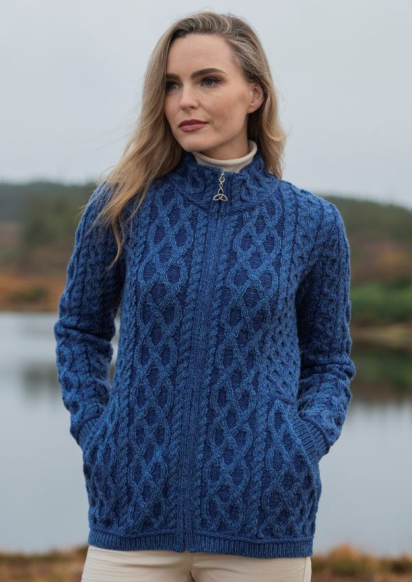 Aran Long Zipped Cardigan