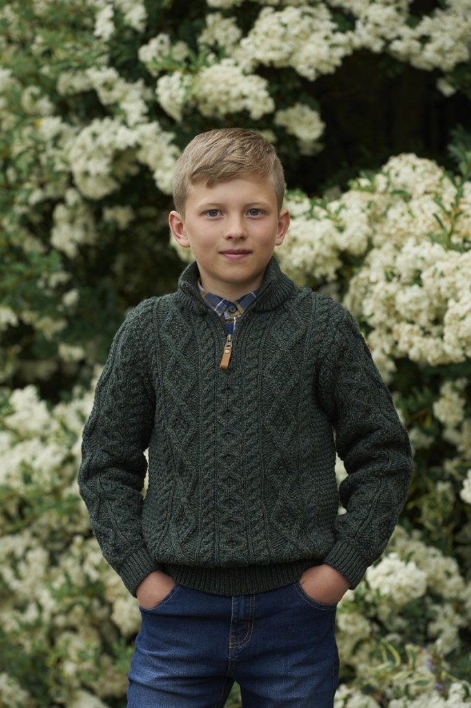 Boys Half Zip Sweater|Kids|Childrens Arans|Irish Handcrafts 2