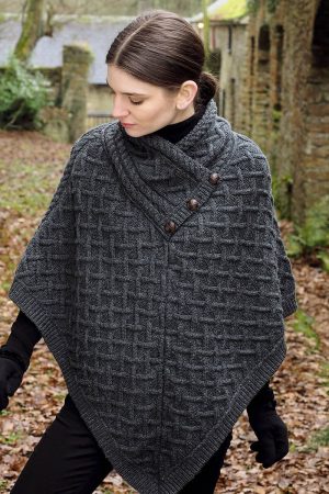 Aran Cable Lattice Poncho|Aran Poncho|Irish Handcrafts 2