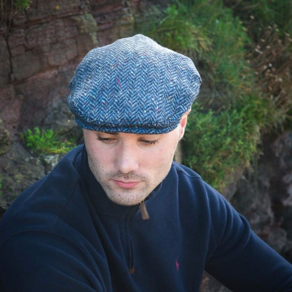 Tweed Cap Blue Herringbone Donegal TCH27