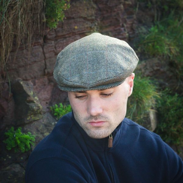 Tweed Cap Beige Brown Herringbone TCJ14