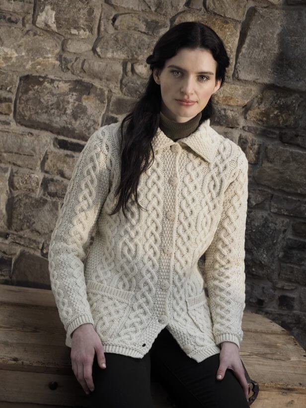 Aran Traditional Button Cardigan - Irish Handcrafts