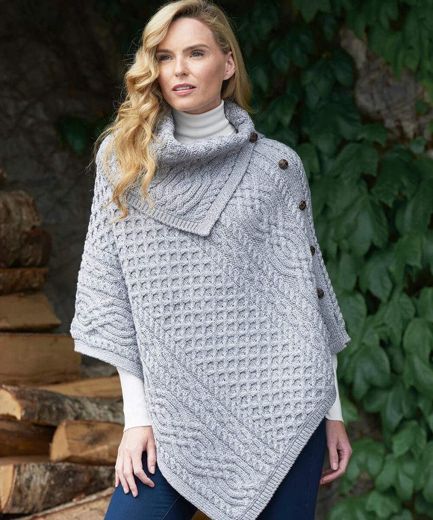 Aran Patterned Cowl Neck Poncho|Irish Ponchos & Capes|Irish Handcrafts 4