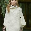 Aran Patterned Cowl Neck Poncho Irish Ponchos & Capes Irish Handcrafts 3