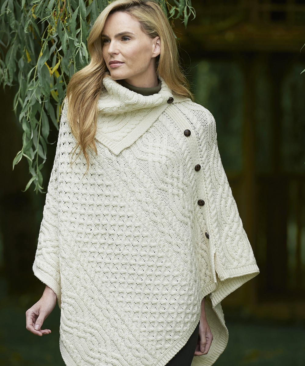 Aran wool poncho sale