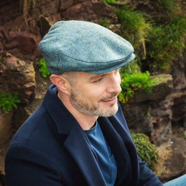 Tweed Cap Blue Green Herringbone TCH74
