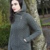 Side Zip Aran Hoodie Cardigan