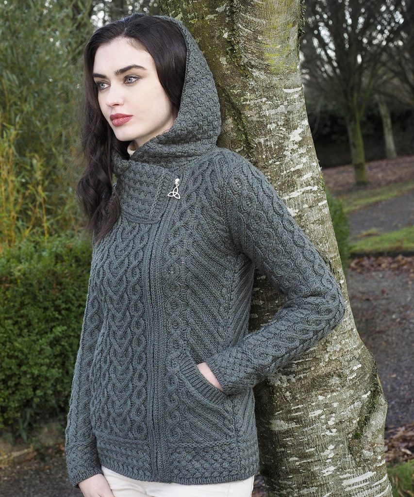 Side Zip Aran Hoodie Cardigan