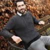 Aran Style Crew Neck Sweater|Aran Sweaters Men|Irish Handcrafts -2
