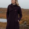 Aran Style Large Collar Coat Damson|Aran Knitwear Coats|Irish Handcrafts