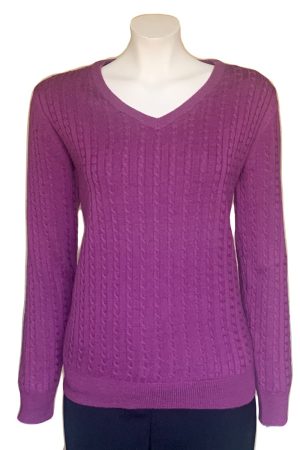 Castle of Ireland Magenta Baby Cable V neck|Castle Knitwear|Irish Handcrafts 1