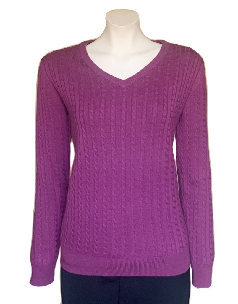 Castle of Ireland Magenta Baby Cable V neck|Castle Knitwear|Irish Handcrafts 1