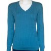 Castle Knitwear Sea Green V Neck Sweater|Castle Knitwear|Irish Handcrafts 1