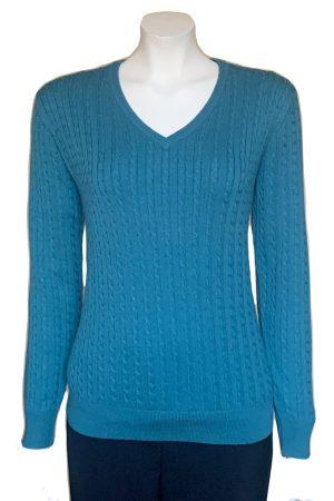 Castle Knitwear Sea Green V Neck Sweater|Castle Knitwear|Irish Handcrafts 1