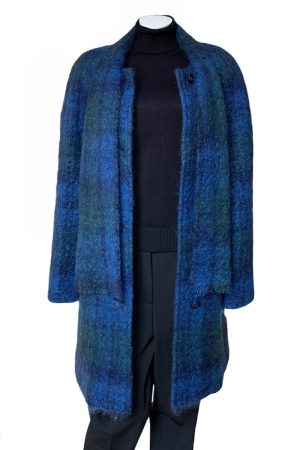 Donegal Design Blue Mohair Coat With Scarf|Mohair Coats|Irish Handcrafts 1