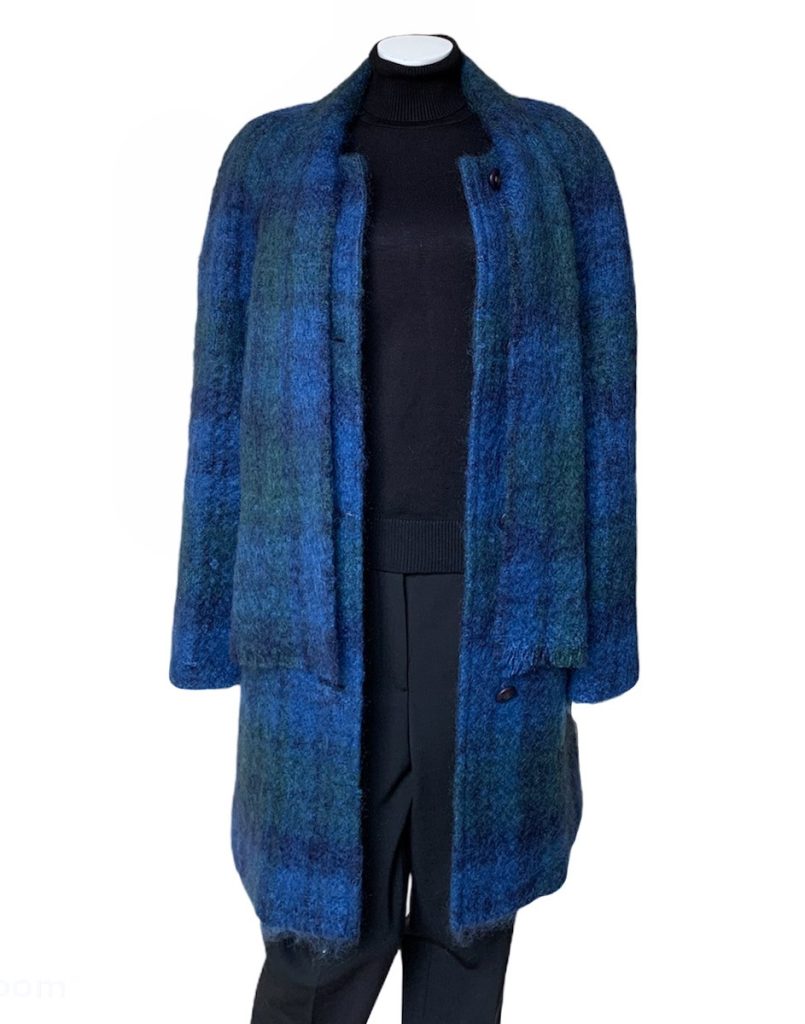 Donegal Design Blue Mohair Coat With Scarf|Mohair Coats|Irish Handcrafts 1