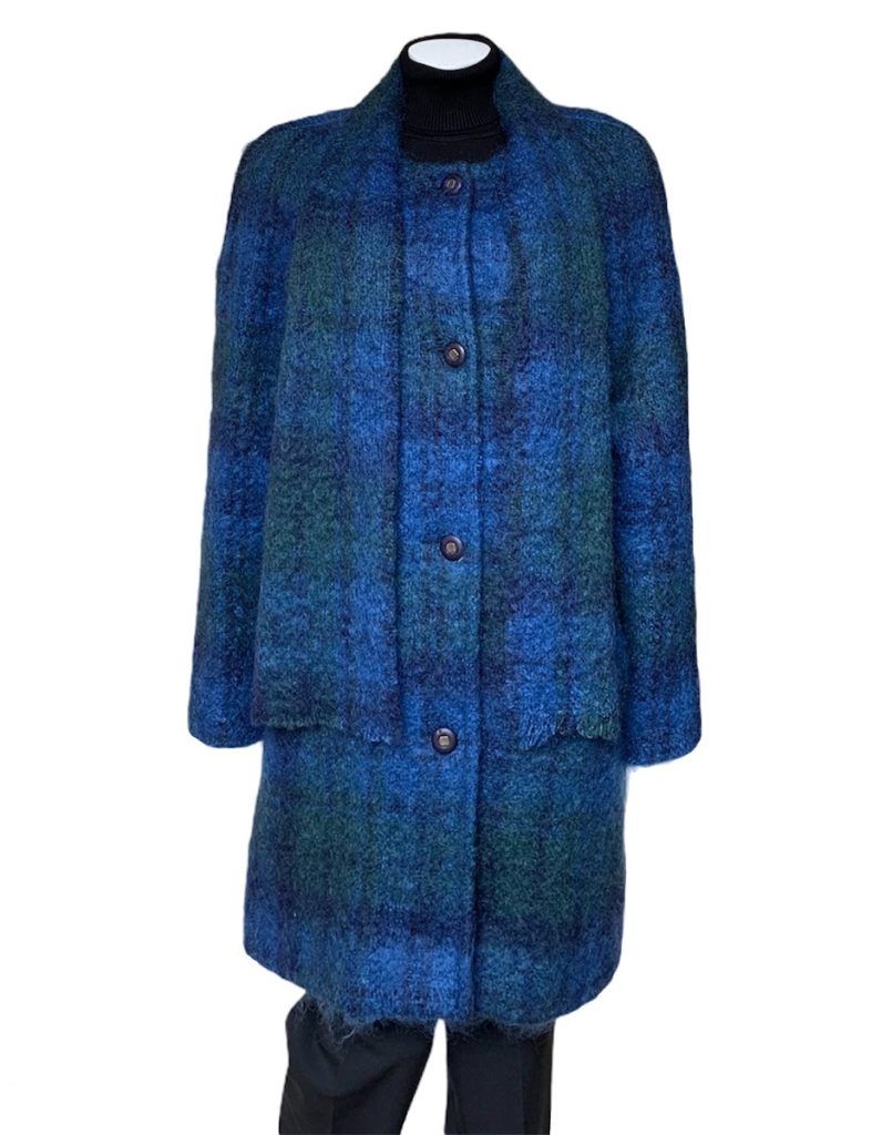Donegal Design Blue Mohair Coat With Scarf|Mohair Coats|Irish Handcrafts 2