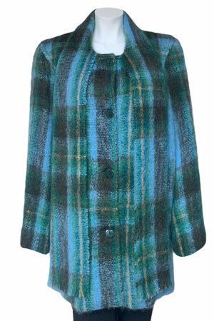 Donegal Design Mohair Green & Blue Coat With Scarf|Irish Handcrafts 1