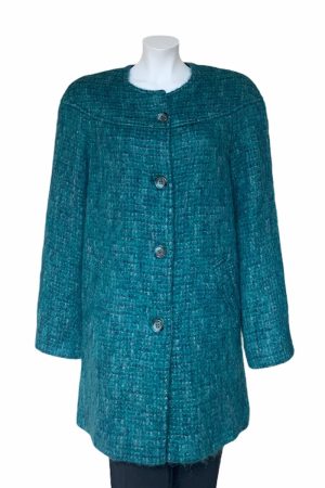 Donegal Design Turquoise Mohair Coat|Mohair Coats|Irish Handcrafts 1
