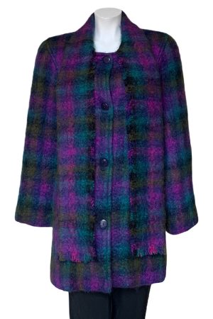 Donegal Design Mohair Purple Coat With Scarf|Irish Handcrafts 1