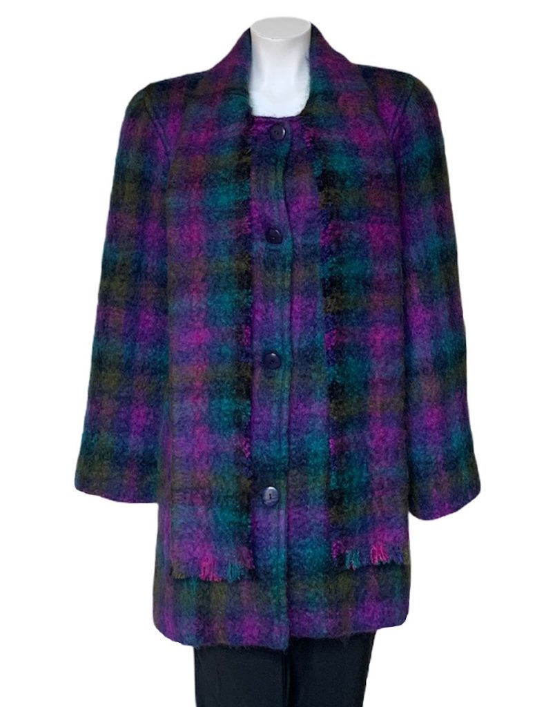 Donegal Design Mohair Purple Coat With Scarf|Irish Handcrafts 1
