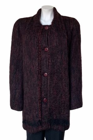 Donegal Design Aubergine Mohair Coat with scarf |Irish Handcrafts1