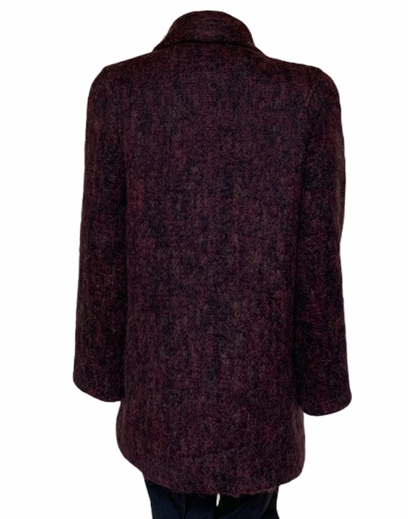 Donegal Design Aubergine Mohair Coat with scarf |Irish Handcrafts 3