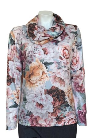Olga Santoni Floral Print Sweater with Detachable Cowl Neck|Irish Handcrafts 1