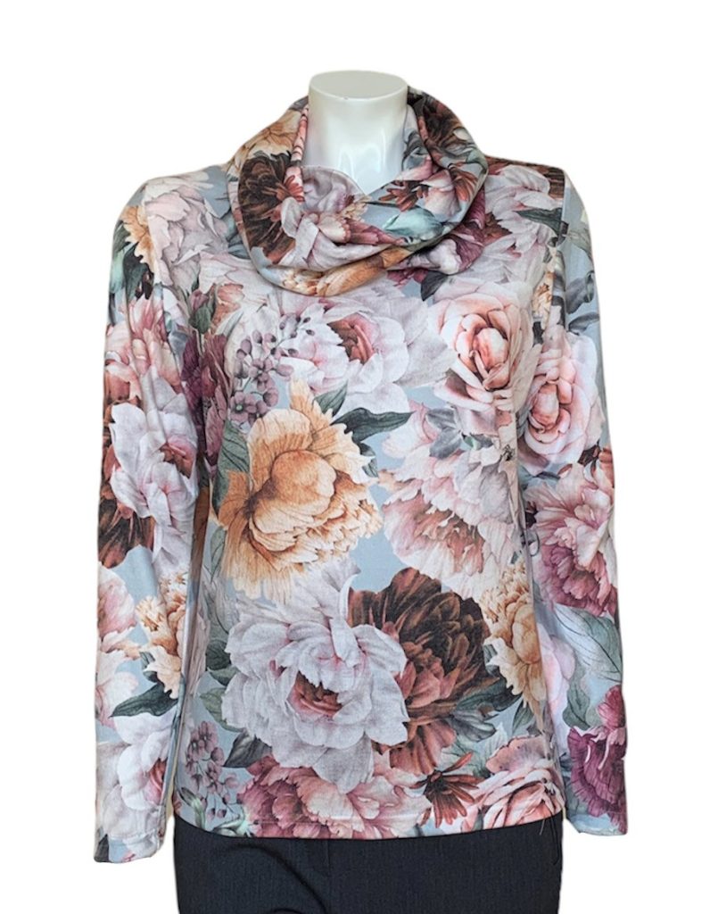 Olga Santoni Floral Print Sweater with Detachable Cowl Neck|Irish Handcrafts 1
