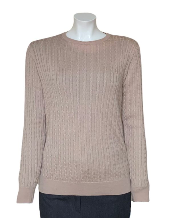 Castle Knitwear Oatmeal Baby Cable Round Neck|Castle Knitwear|Irish Handcrafts 1