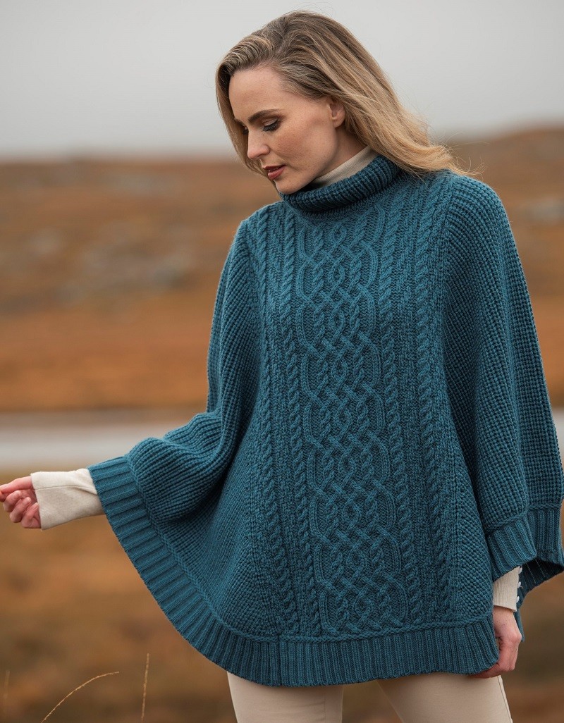 Aran Knit Poncho - Irish Handcrafts