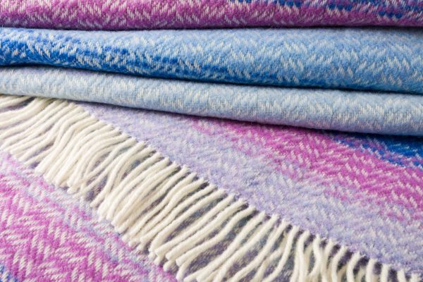 Merino Wool Cashmere Throw Blue Lavender Purple REF 1450