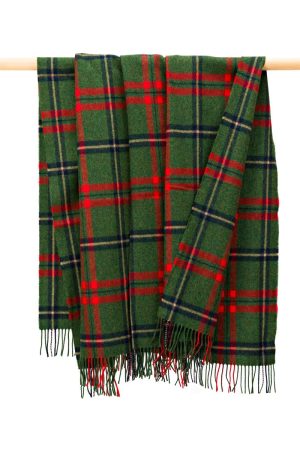 Large Wool Blanket In Green Red Navy Blue Check REF 654