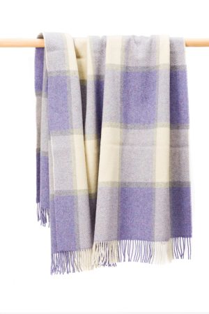 Large Wool in Lavender White Silver Throw Ref LW117