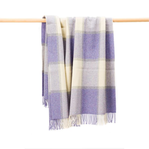 Large Wool in Lavender White Silver Throw Ref LW117
