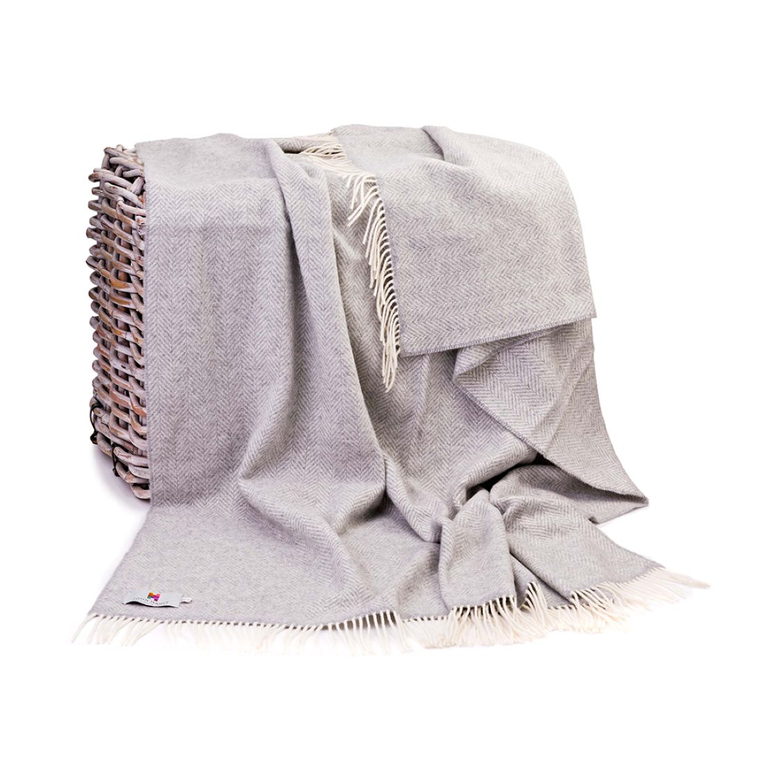 Merino Wool and Cashmere Pale Grey & Cream Throw